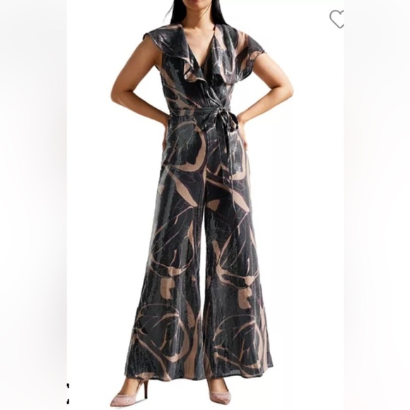 Ted Baker Women’s Edennie Sequins Ruffle Formal Jumpsuit NEW without belt size 0 - Picture 1 of 17